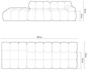 Зелен модулен диван от прежда с примки от букле 288 cm Bellis – Micadoni