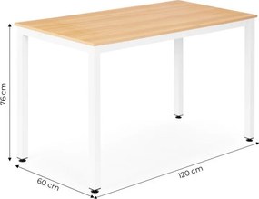 Универсална работна и трапезна маса 120 x 60 cm - за 4-5 души, светъл дъб