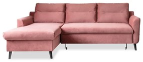 Розов кадифен ъглов разтегателен диван , ляв ъгъл Stylish Stan - Miuform