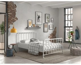 Бяло метално двойно легло 140x200 cm с включена подматрачна рамка BRONXX – Vipack