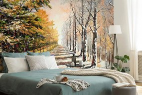 Тапет – Есенна алея от дървета