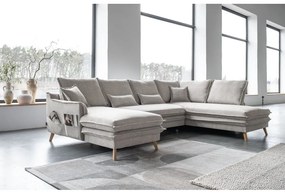 Бежов разтегателен ъглов диван (десен ъгъл/"U" форма) Charming Charlie – Miuform