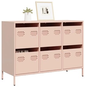 851263 vidaXL Бюфет, розов, 101,5x39x73,5 см, студеновалцувана стомана