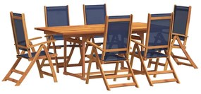 3279303 vidaXL Градински трапезен комплект, 7 части, акация масив и textilene