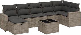 3263516 vidaXL Градински комплект диван с възглавници 8 части сив полиратан