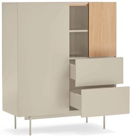 Висок скрин в светлосиво и естествен дъб 100x120 cm Otto - Teulat