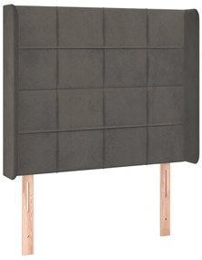 3119623 vidaXL Горна табла за легло с уши, тъмносива, 103x16x118/128см, кадифе