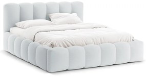 Светлосиво двойно тапицирано легло с място за съхранение с включена подматрачна рамка 200x200 cm Lupine – Micadoni