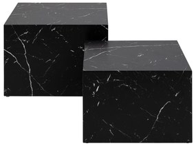 Черни масички за кафе в комплект от 2 бр. от декор от мрамор 58x58 cm Dice – Actona