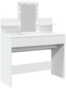848199 vidaXL Тоалетка с LED, бяла, 100x40x130 см