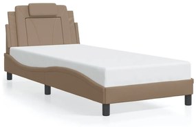 3208065 vidaXL Рамка за легло с табла, капучино, 90x190 см, изкуствена кожа