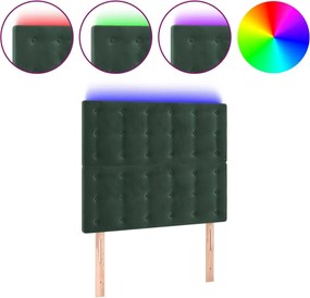 3122903 vidaXL LED горна табла за легло, тъмнозелена, 100x5x118/128 см, кадифе