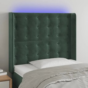 3124515 vidaXL LED горна табла за легло, тъмнозелена, 83x16x118/128 см, кадифе