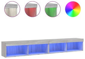 837166 vidaXL ТВ шкафове с LED осветление, 2 бр, сив сонома, 100x30x30 см