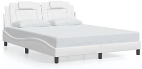 3208104 vidaXL Рамка за легло Viana без матрак, бяла, 160x200 см, изкуствена кожа