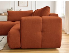 Сгъваем/с място за съхранение ъглов диван в тухлен цвят (ляв ъгъл/L форма) Fuji – Bobochic Paris