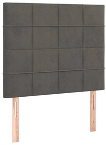 3116375 vidaXL Горни табли за легло, 2 бр, тъмносиви, 100x5x78/88 см, кадифе
