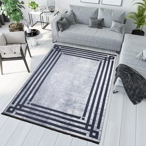 Сив моден килим с противоплъзгащо покритие и геометрична шарка Ширина: 160 см | Дължина: 230 см