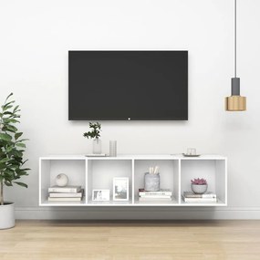 805489 vidaXL ТВ шкаф за стенен монтаж, бял, 37x37x142,5 см, инженерно дърво