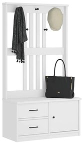 4010495 vidaXL L Дърво за антре SANDNES бяло 87x40x159,5 cm