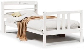 3306705 vidaXL Рамка за легло с табла без матрак, бяла, 90x200 см