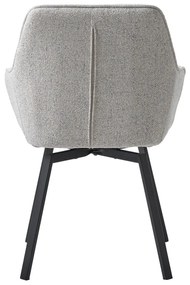 Светлосив тапициран трапезен стол с подлакътници Alma – Unique Furniture