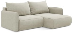 Кремав разтегателен ъглов диван с място за съхранение (десен ъгъл) Nanea – Makamii