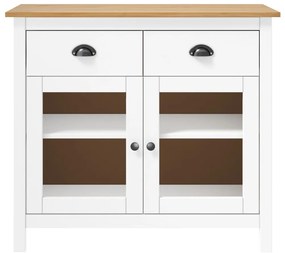 288942 vidaXL Сайдборд Hill бял 90x40x80 см борово дърво масив