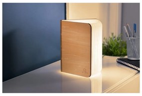 Светлокафява голяма настолна LED лампа във формата на книга, изработена от кленово дърво Booklight - Gingko