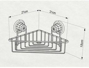 Етажерка за баня на едно ниво - ъглова TEKNO TEL TR DM 251, 21х21х15 см, Вакуум, Хром
