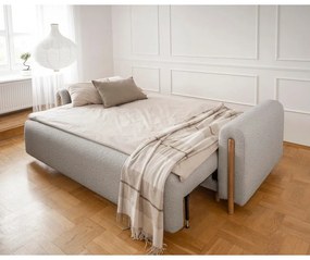 Сиво-бежов сгъваем/с място за съхранение диван от прежда с примки от букле 244 cm Arcadova – ELTAP