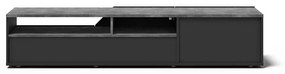 Черна масичка за телевизор с декор от бетон 180x38 cm Verone - TemaHome