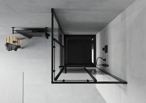 Mexen Rio квадратна душ кабина 80 x 80 см, черни ленти, черна + поддушово корито Flat, черно - 860-080-080-70-20-4070B