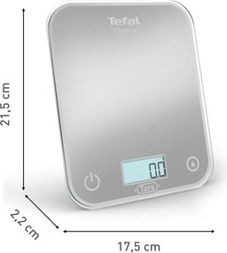 Кухненска везна Tefal Optiss BC50U4V0, До 5 кг, ТАРА, LCD, Стъкло, Големи цифри, Сребрист