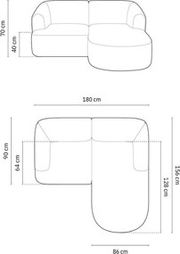 Зелен ъглов диван от рипсено кадифе (десен ъгъл) Campi – Cosmopolitan Design