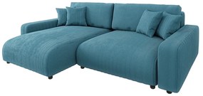 Тюркоаз сгъваем ъглов диван от рипсено кадифе Sara – Ropez