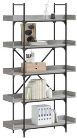 837700 vidaXL Библиотека 5 рафта сив сонома 100x33x180,5 см инженерно дърво