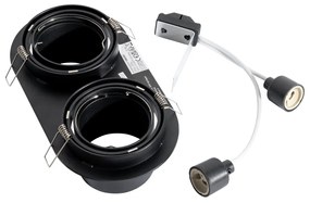 Кръгъл вграден прожектор черен GU10 70mm накланящ се 2-светлинен - Installa