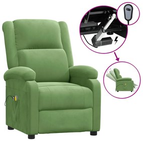 3098407 vidaXL Електрически масажен стол, светлозелен, кадифе