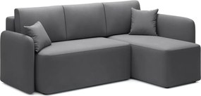 Кафяво-сив кадифен разтегателен ъглов диван с място за съхранение (десен ъгъл) Hadson – ELTAP