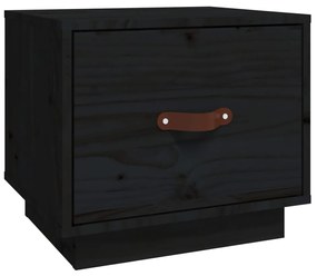 818293 vidaXL Нощно шкафче, черно, 40x34x35 см, борово дърво масив