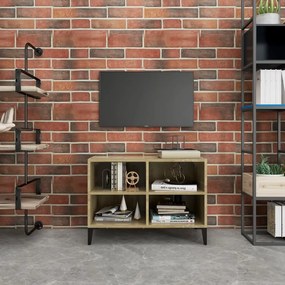 805935 vidaXL ТВ шкаф с метални крака, сонома дъб, 69,5x30x50 см
