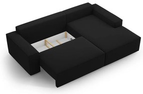 Черен разтегателен ъглов диван (десен ъгъл) Jodie – Micadoni Home