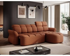 Теракотен кадифен сгъваем/с място за съхранение ъглов диван (десен ъгъл) Beneth – ELTAP