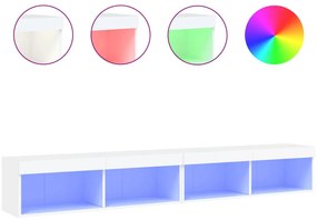 837156 vidaXL ТВ шкафове с LED осветление, 2 бр, бели, 100x30x30 см