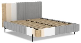 Двойно легло 140x200 cm тапицирано с място за съхранение с включена подматрачна рамка в цвят жълта охра Plissa – ELTAP