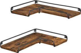 Комплект от 2 стенни рафта SHELFY, кафяво/черно