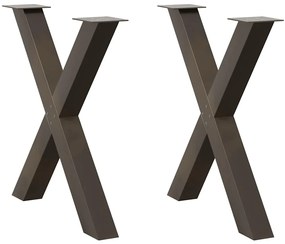 4012983 vidaXL Крака за трапезна маса, X-образни, 2 бр., естествена стомана, 80 x (72-73) см, стомана