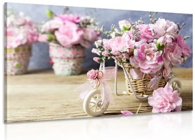 Картина на платно – Романтичен розов карамфил във винтидж дух