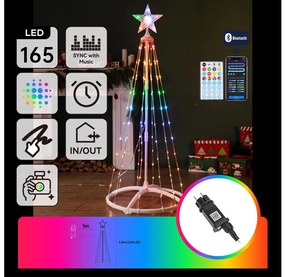 Aigostar - LED RGBICW външна коледна украса 165xLED/230V 1,8 m IP44 + дистанционно управление
